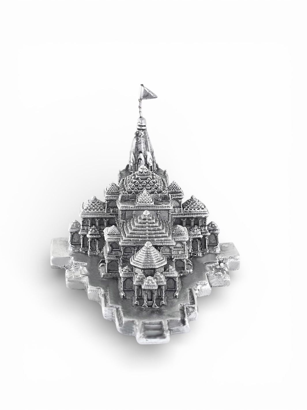 Shree Ram Ayodhya Temple 3D Model in Antique Finish Pure Silver Idol