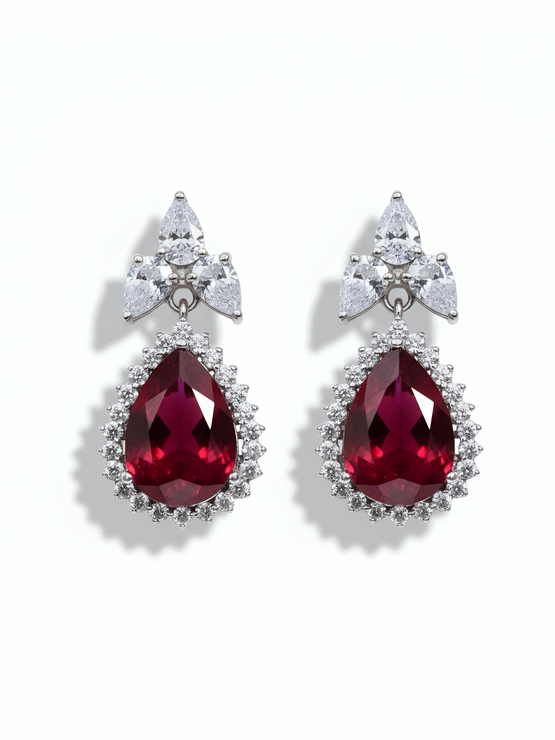 Zara Red Pure Silver Earring