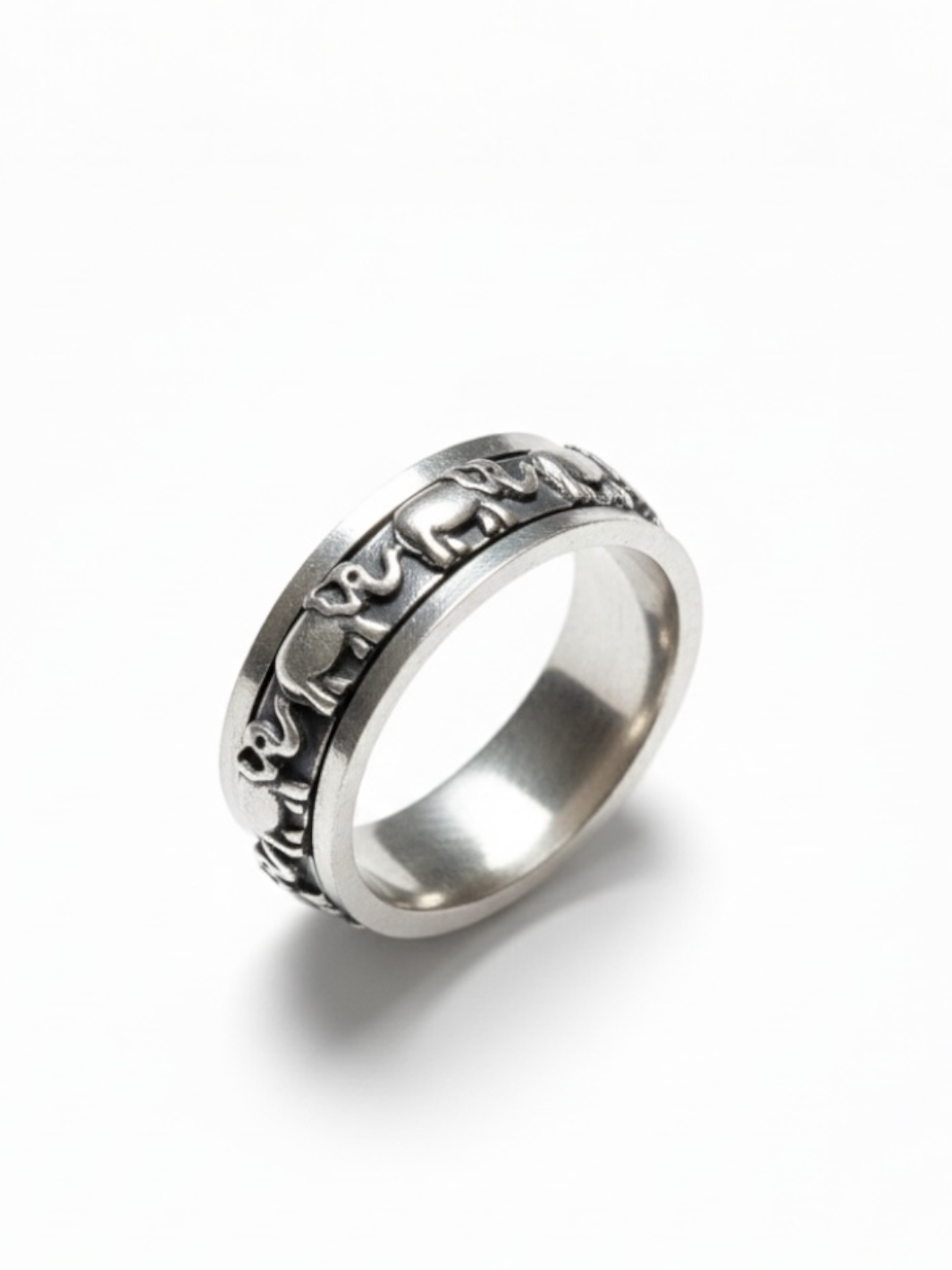 Elephant Family Pure Silver Ring