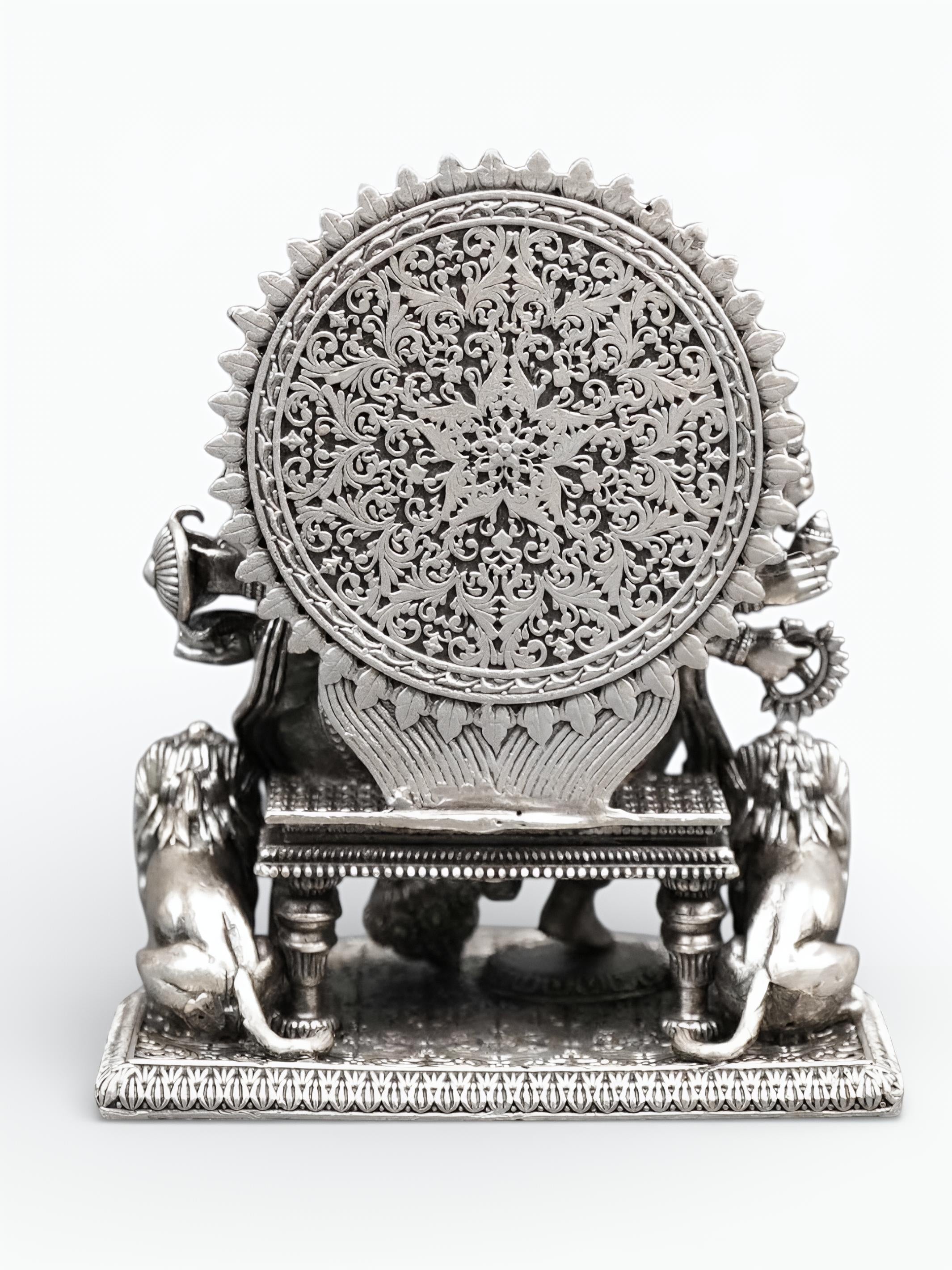 Panchmukhi Hanuman Pure Silver Antique Statue, Multi-Armed Panchmukhi Idol