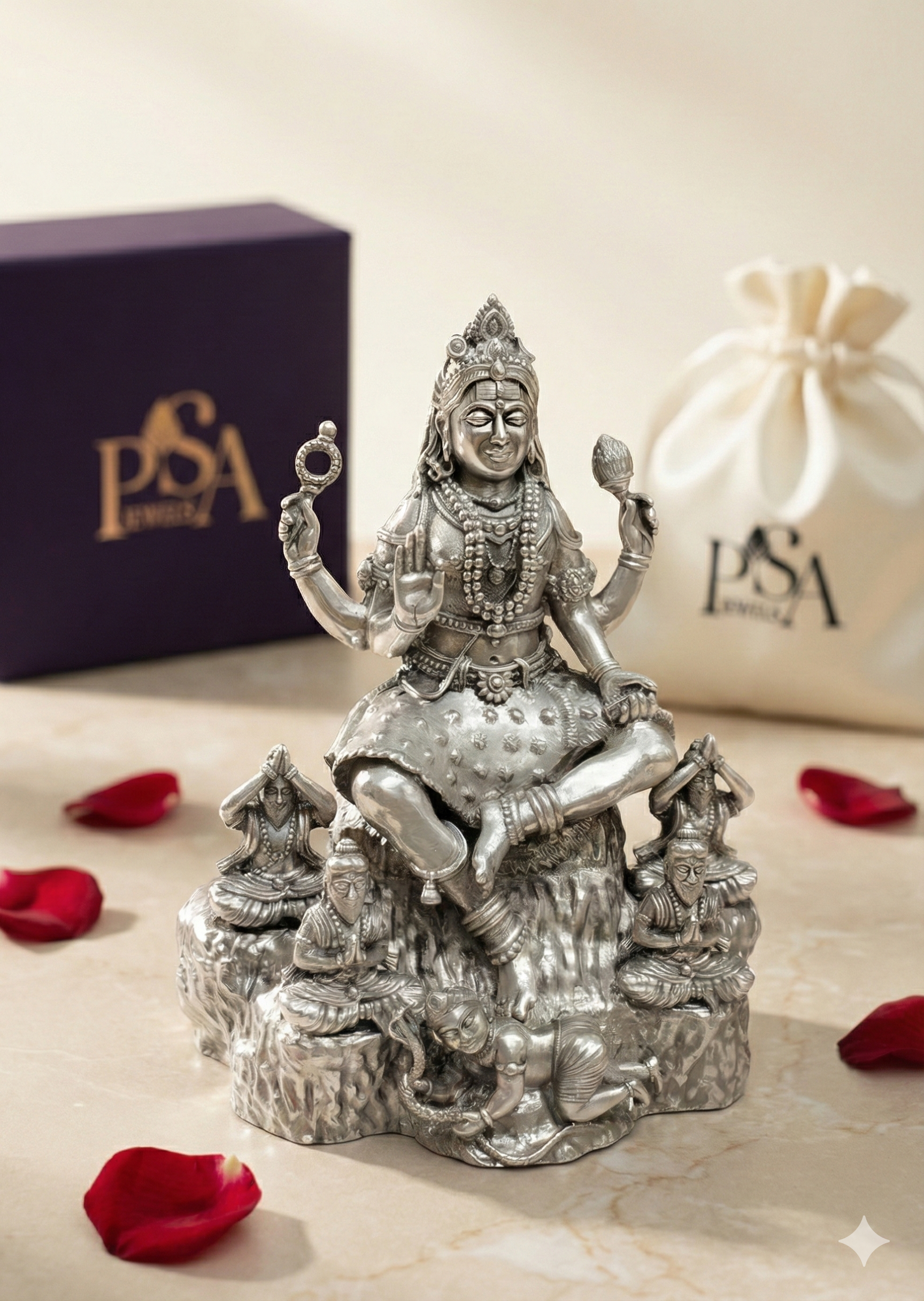 Dakshinamurthy Pure Antique Silver Idol