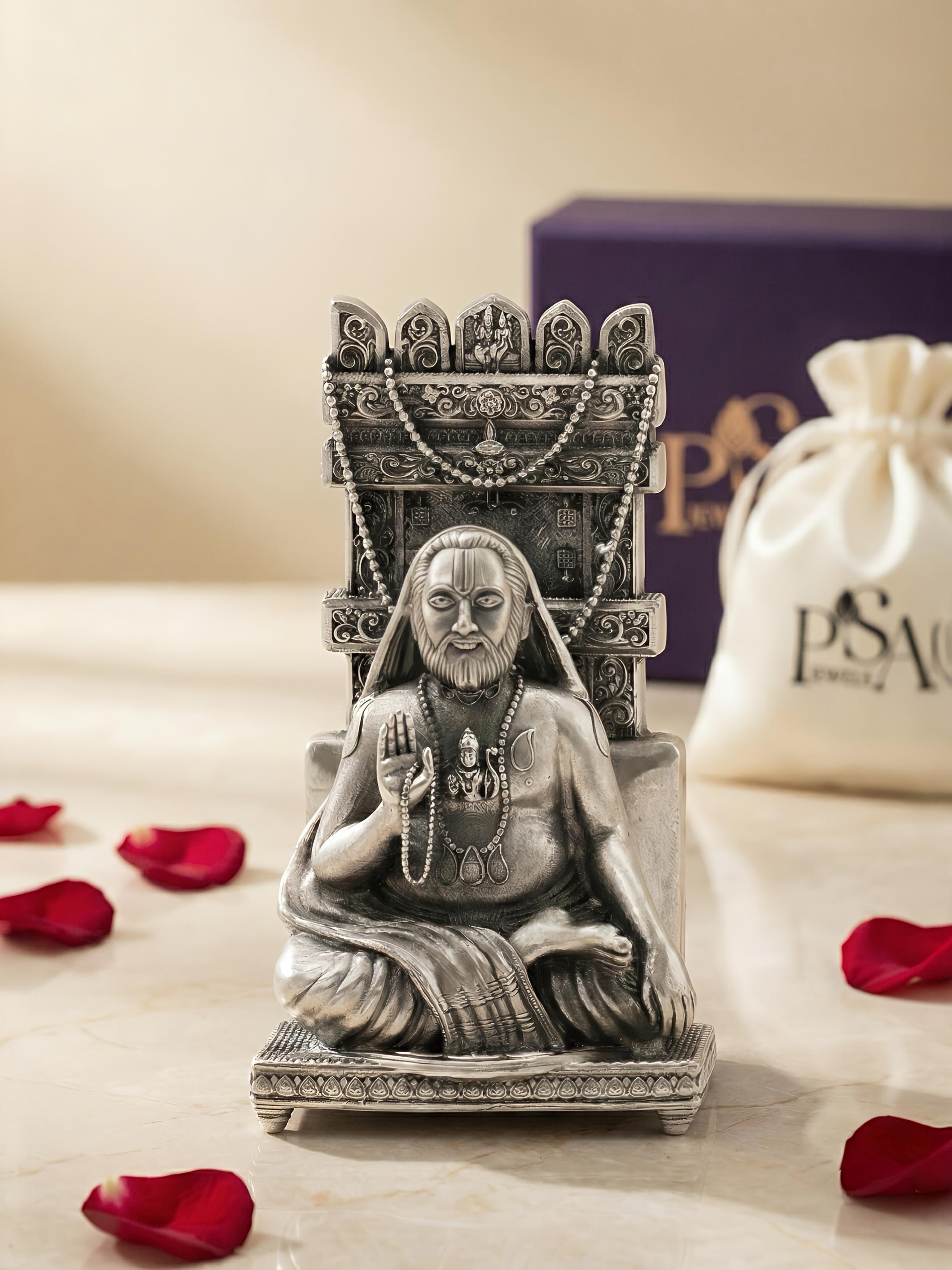 Pure Silver Antique Raghavendra Swamy Idol