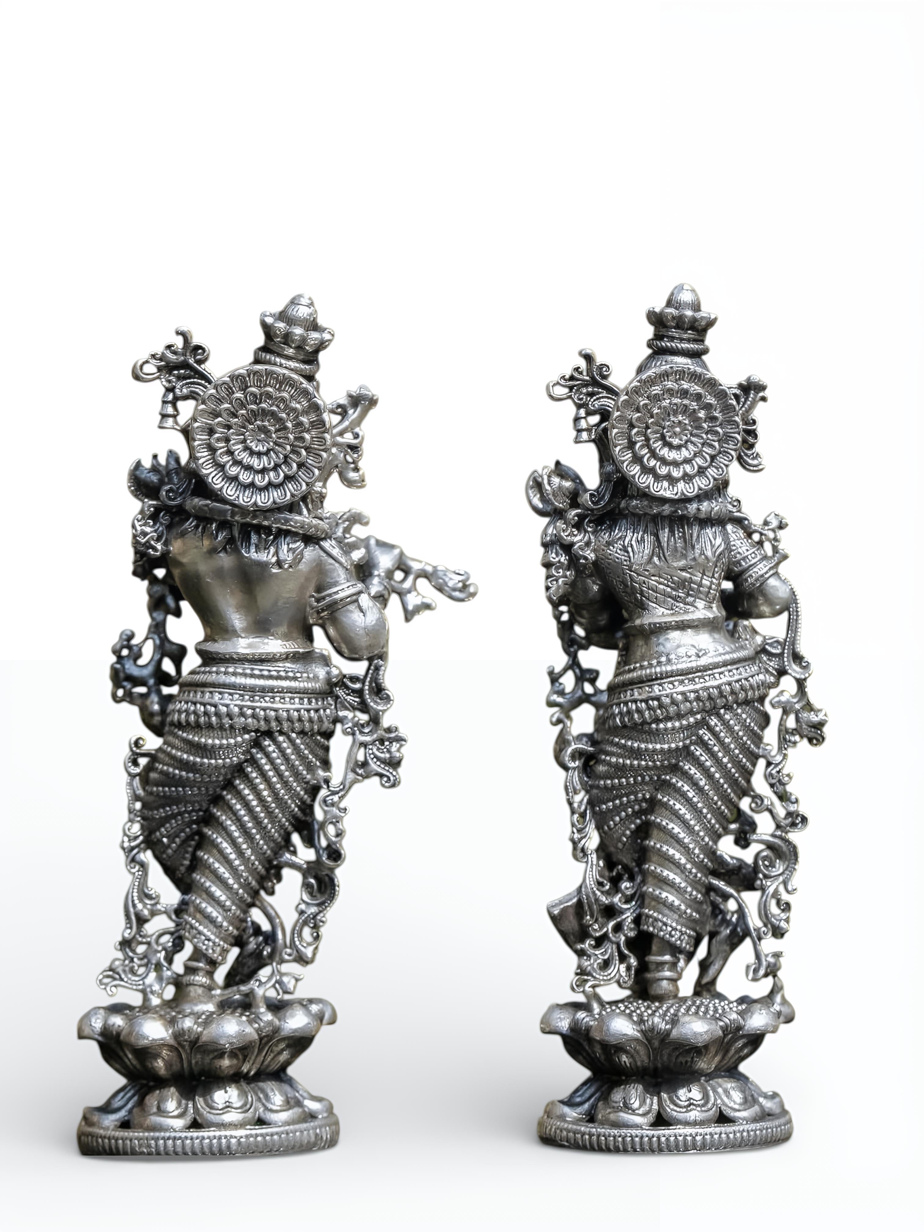 Pure Silver Antique Finish Radha Madhav Idol