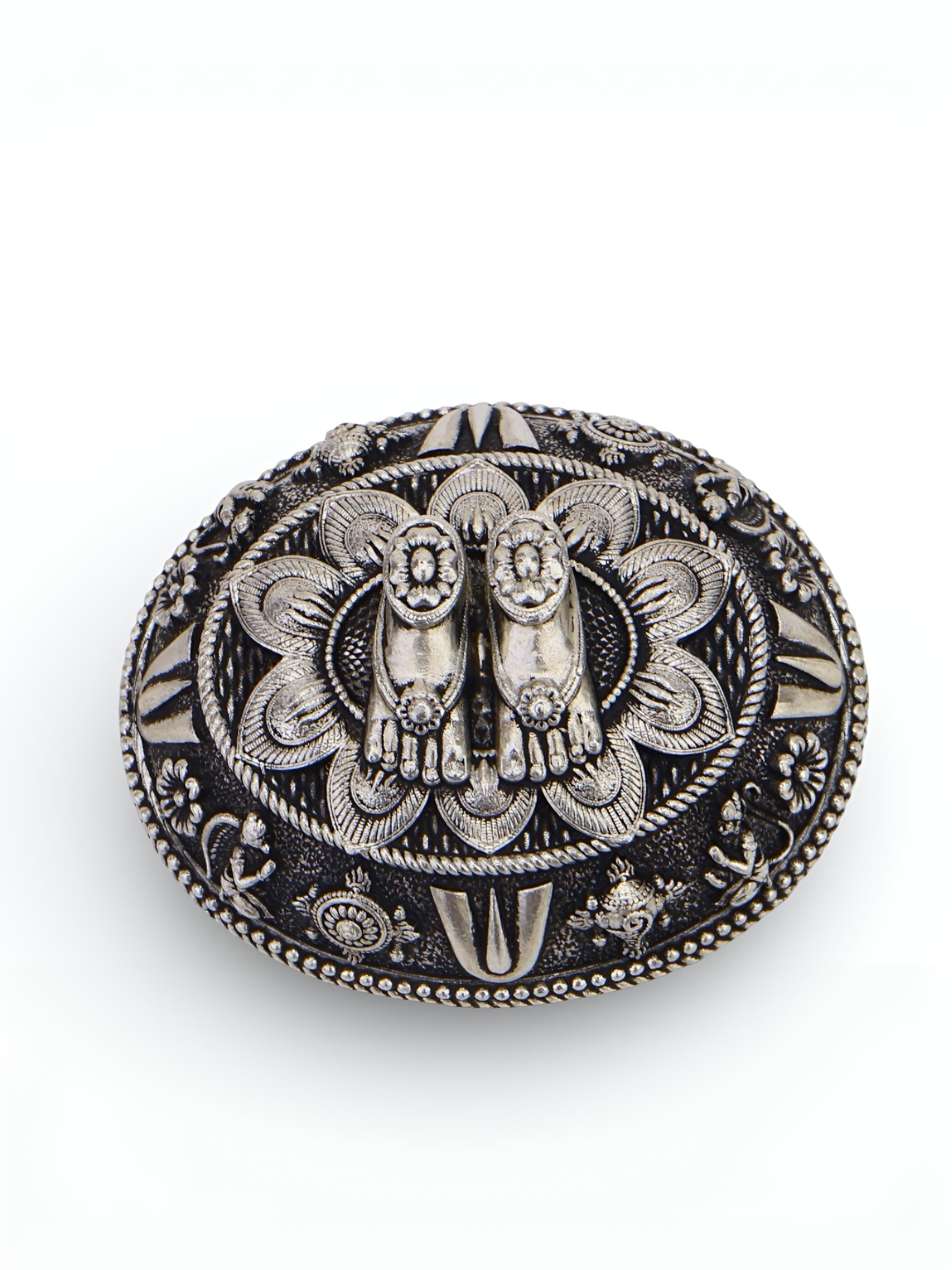 Pure Silver Antique Finish Vishnu Padam Balaji Padam Paduka