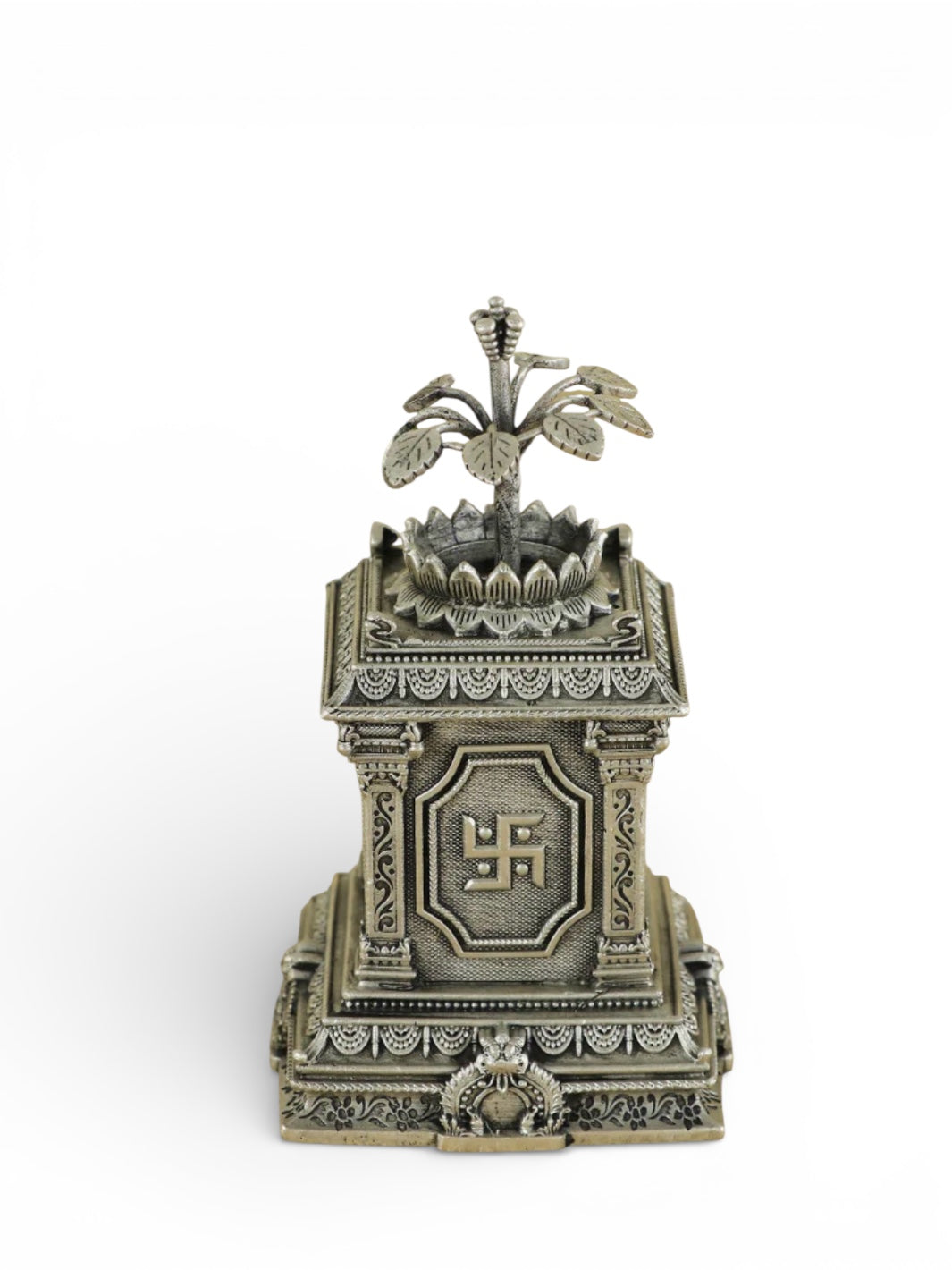 Pure Silver Antique Mini Tulsi Plant/Basil Rosary Plant