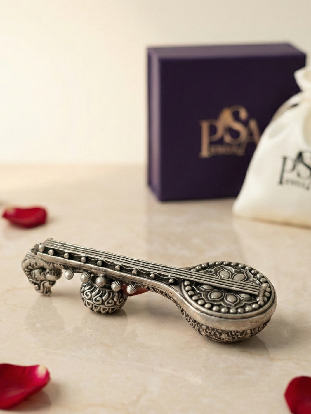 Pure Silver Antique Finish Veena