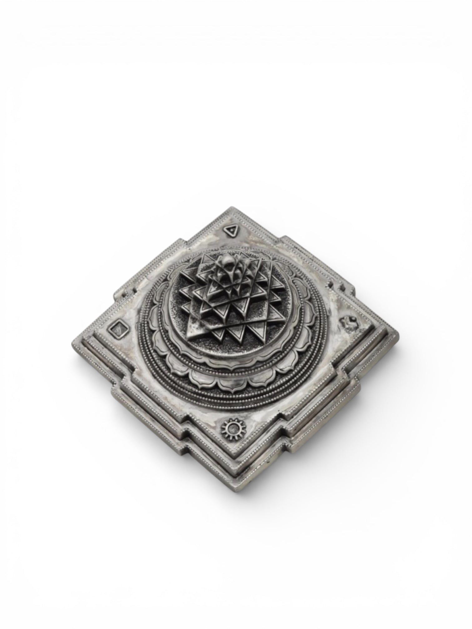 Pure Silver Antique Finish Meru Shree/Sri Yantra Mahalaxmi Yantra