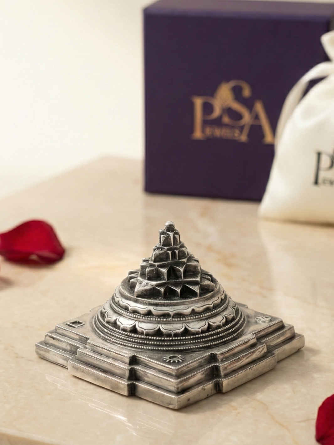 Pure Silver Antique Finish Meru Shree/Sri Yantra Mahalaxmi Yantra