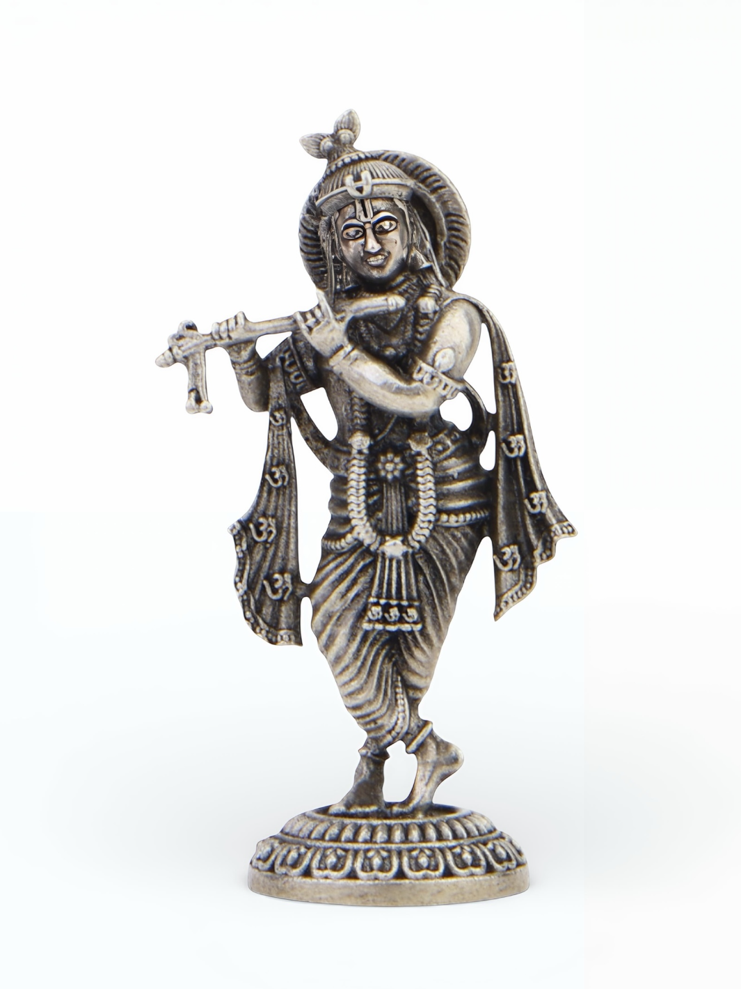 Pure Silver Antique Finish Murli Krishna Idol