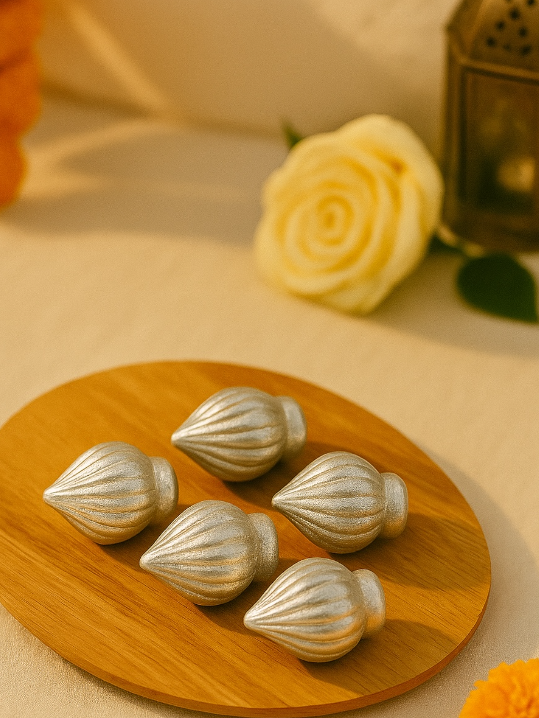 Pure Silver Small Modak (5 pieces)