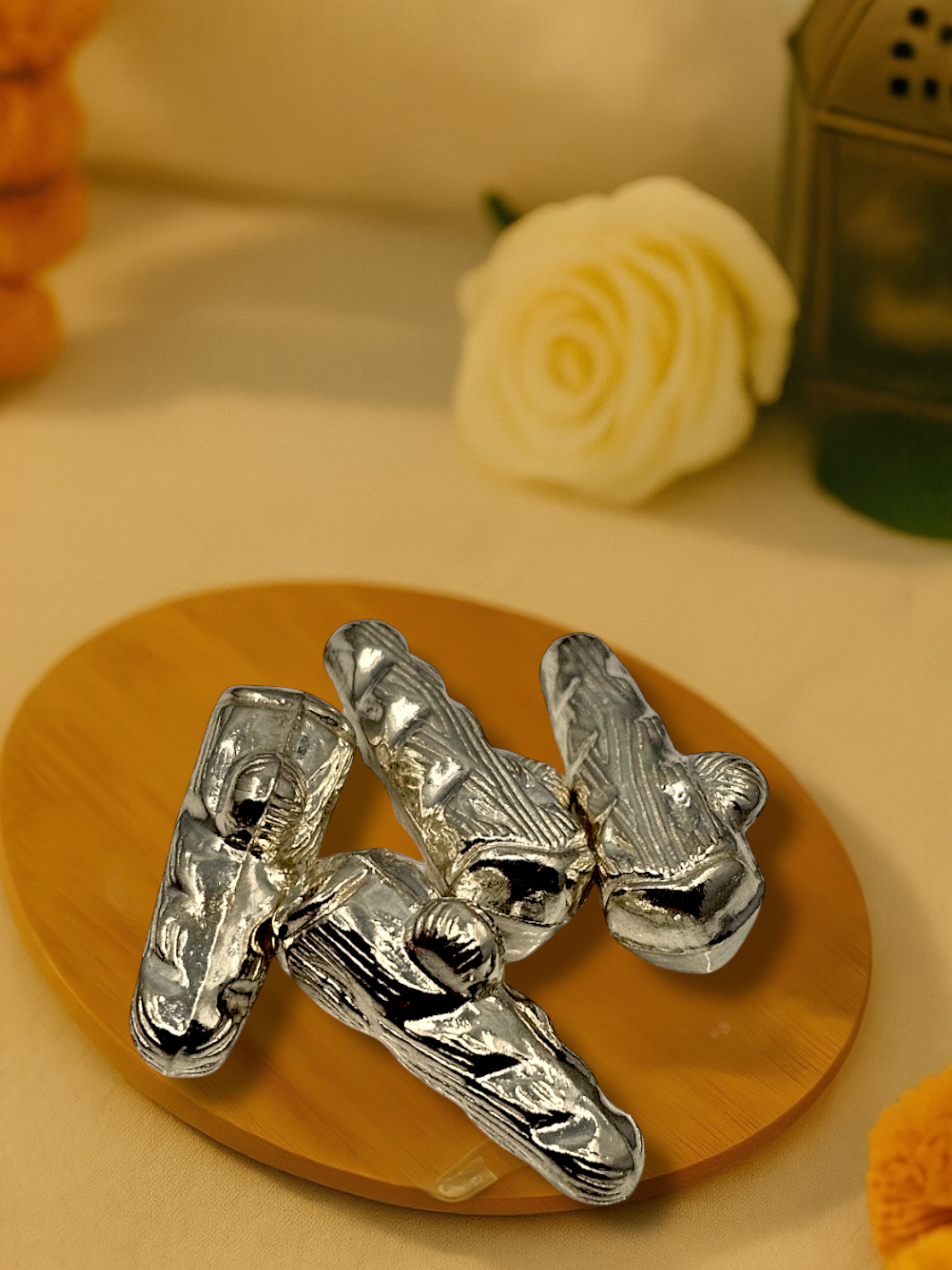 Pure Silver Turmeric Piece / Haldi Gatt (4 pieces)