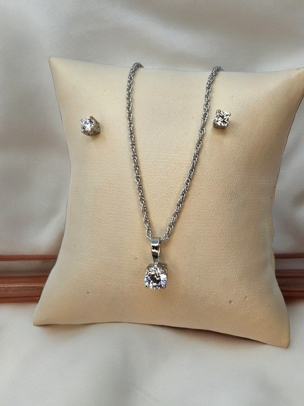 Sterling Silver Studded Pendant Set - PSA Jewels