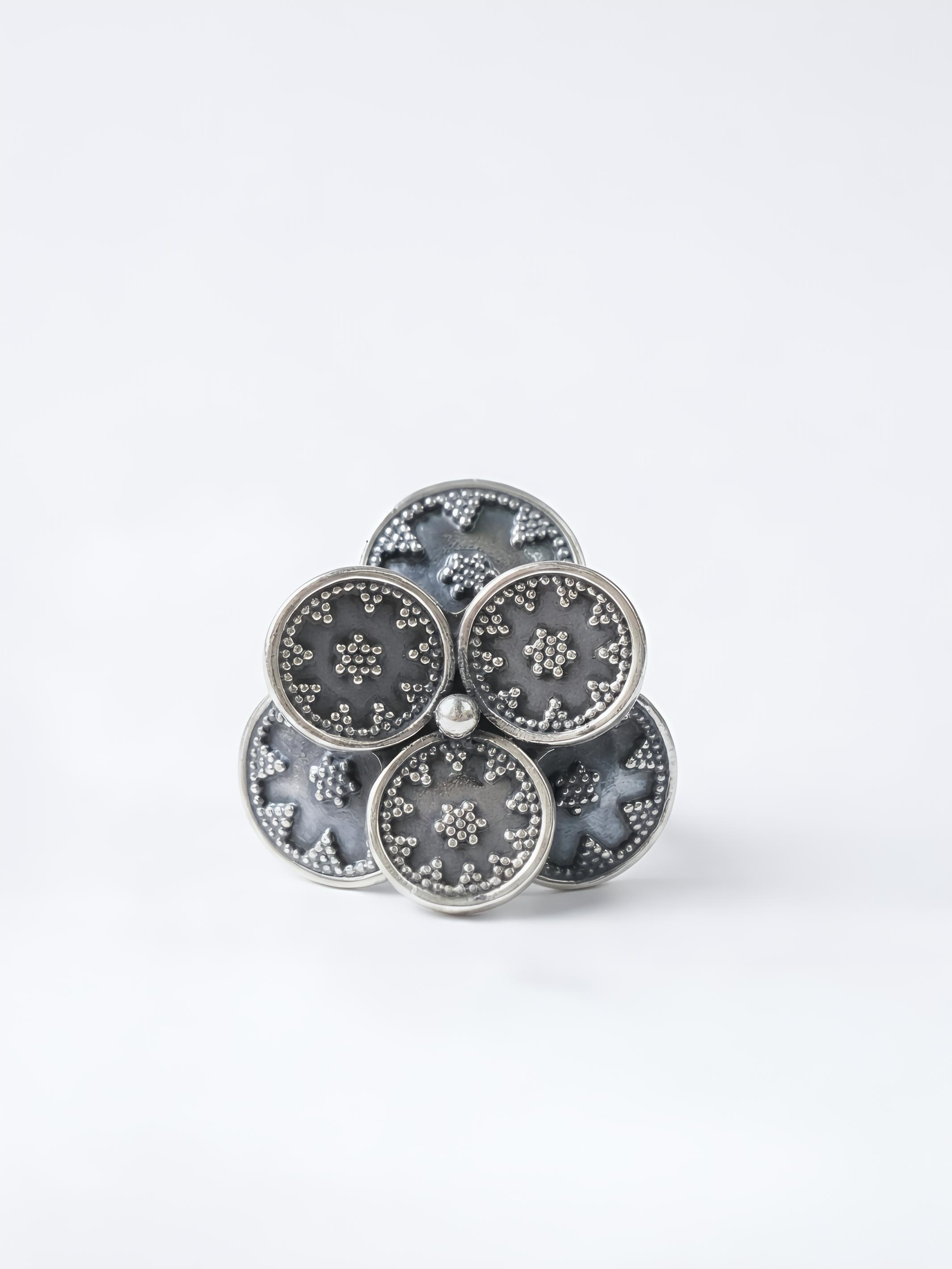 Artistic Multistack Flower Pure Silver Ring