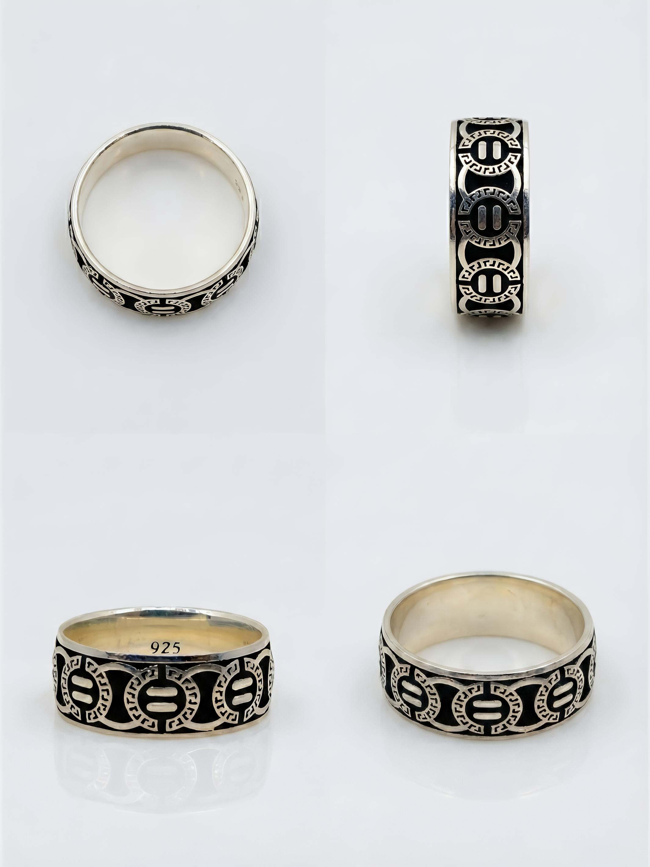 Artistic Men’s Pure Silver Ring