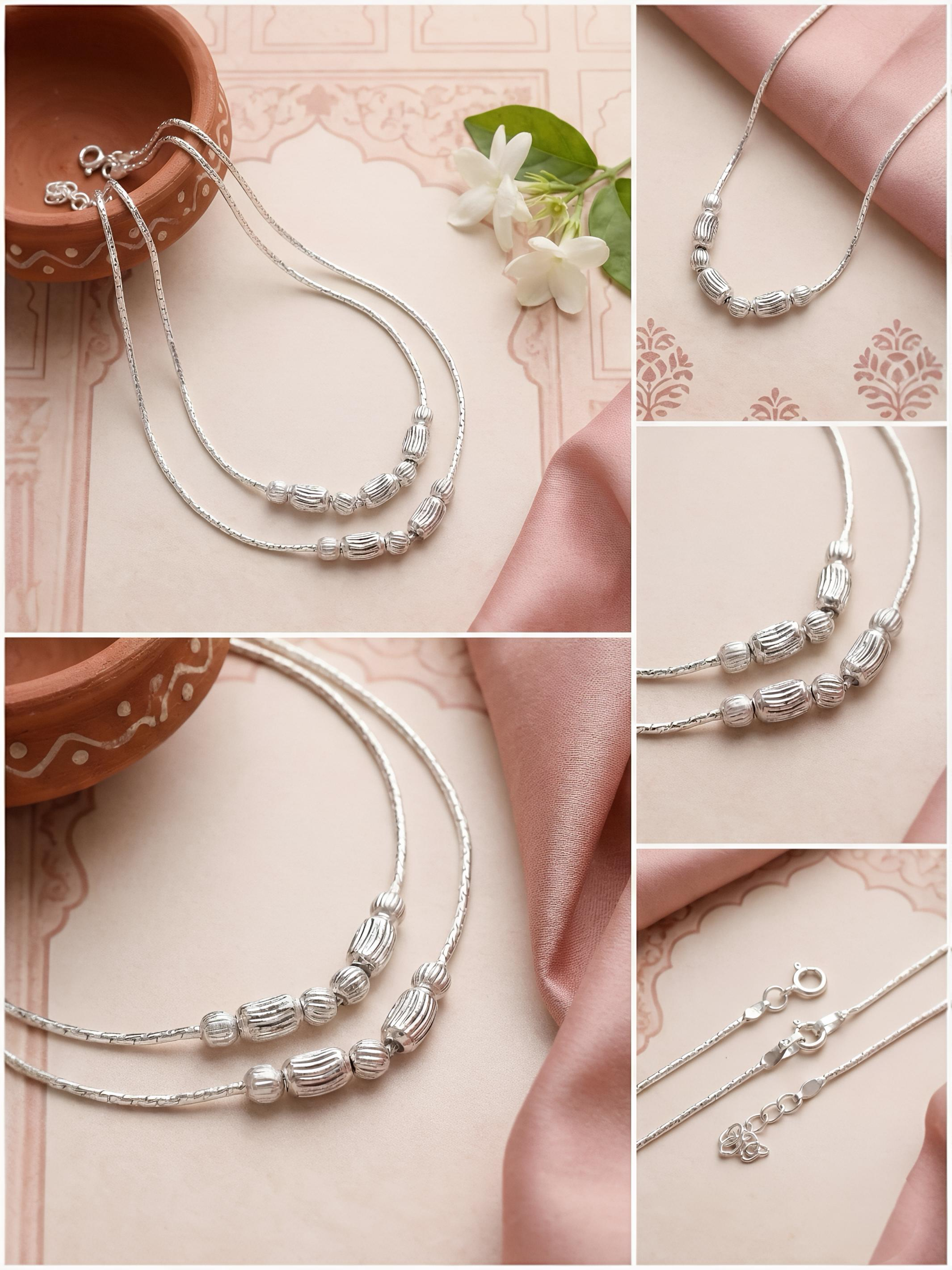 Everyday Pure Silver Anklet/ Payal Pair