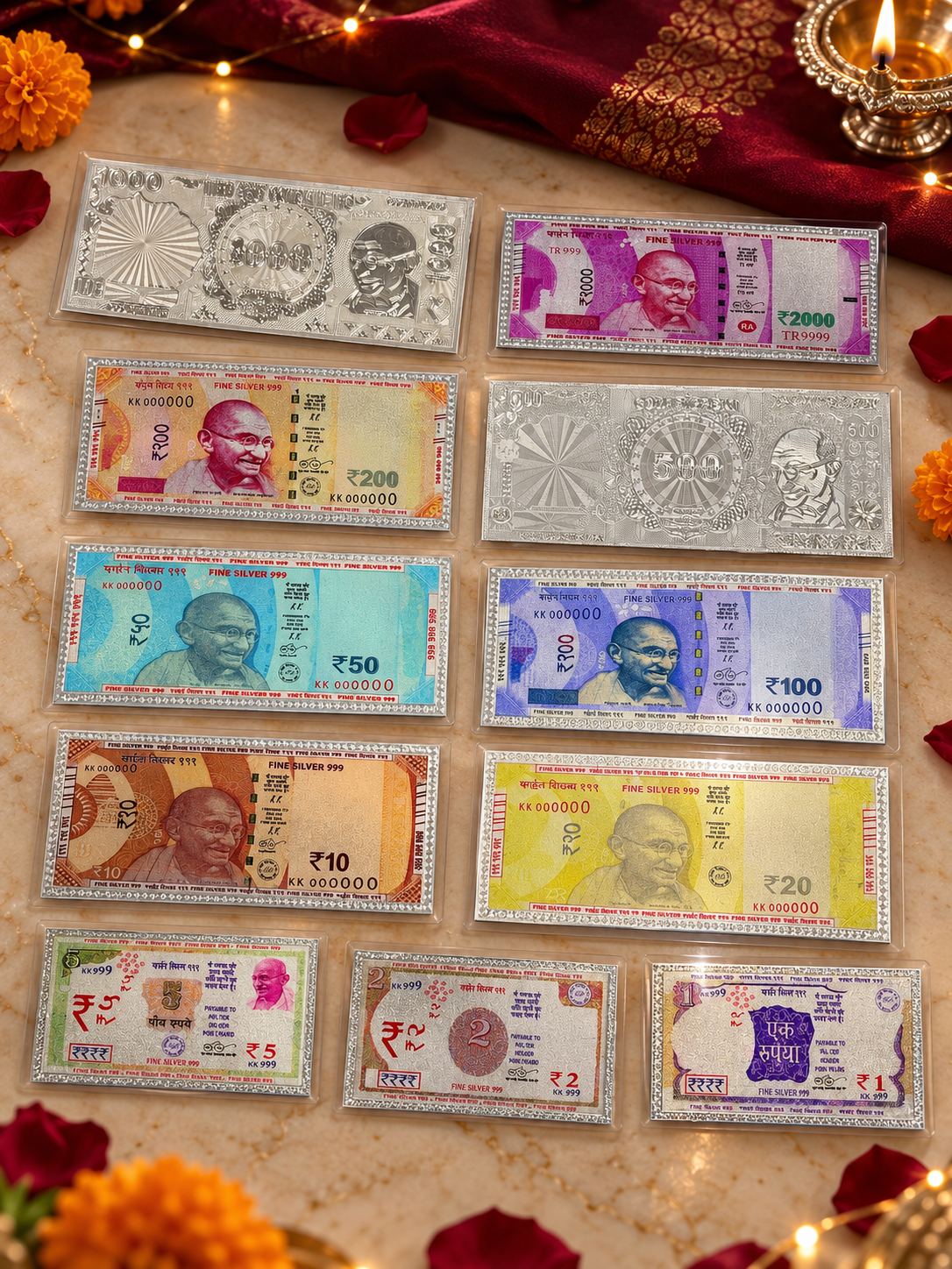 Rajat Dhan — Pure 999 Silver Note Collection (Set of 11)