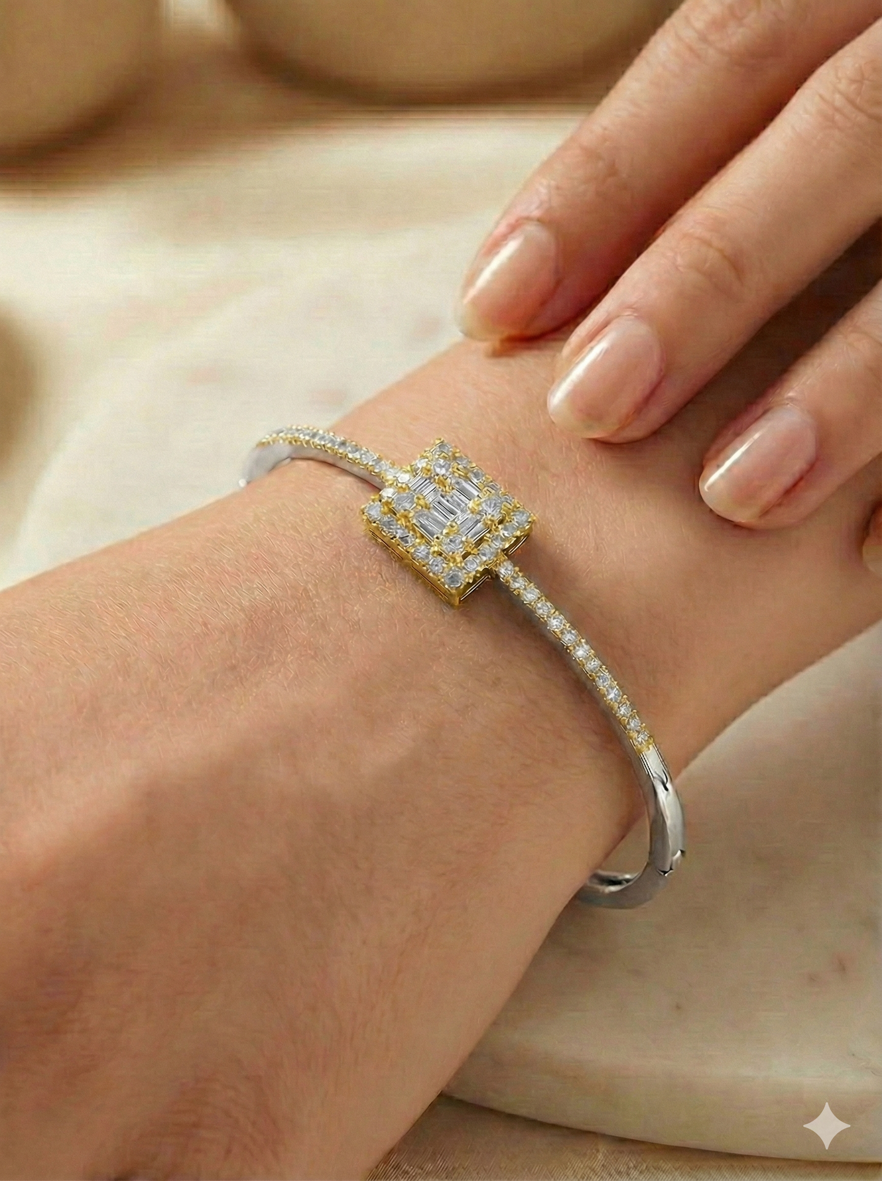 Radiant Baguette Halo Pure Silver Bracelet