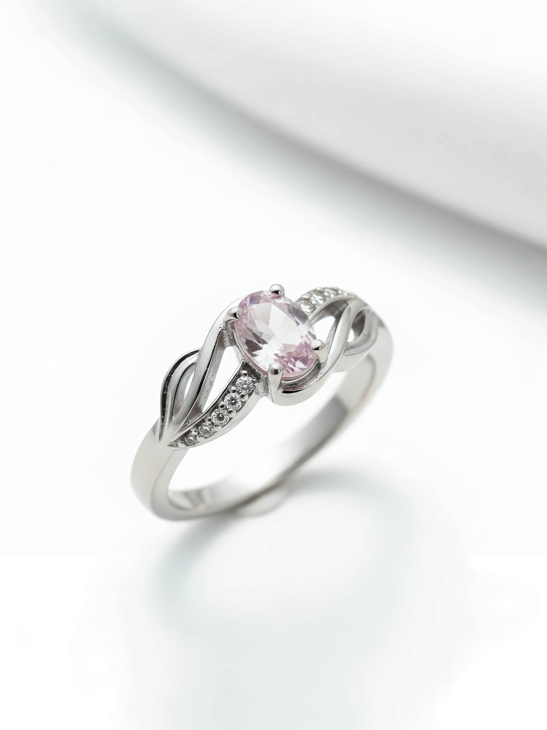 Pure Silver Round Citrine Bypass Shank Ring