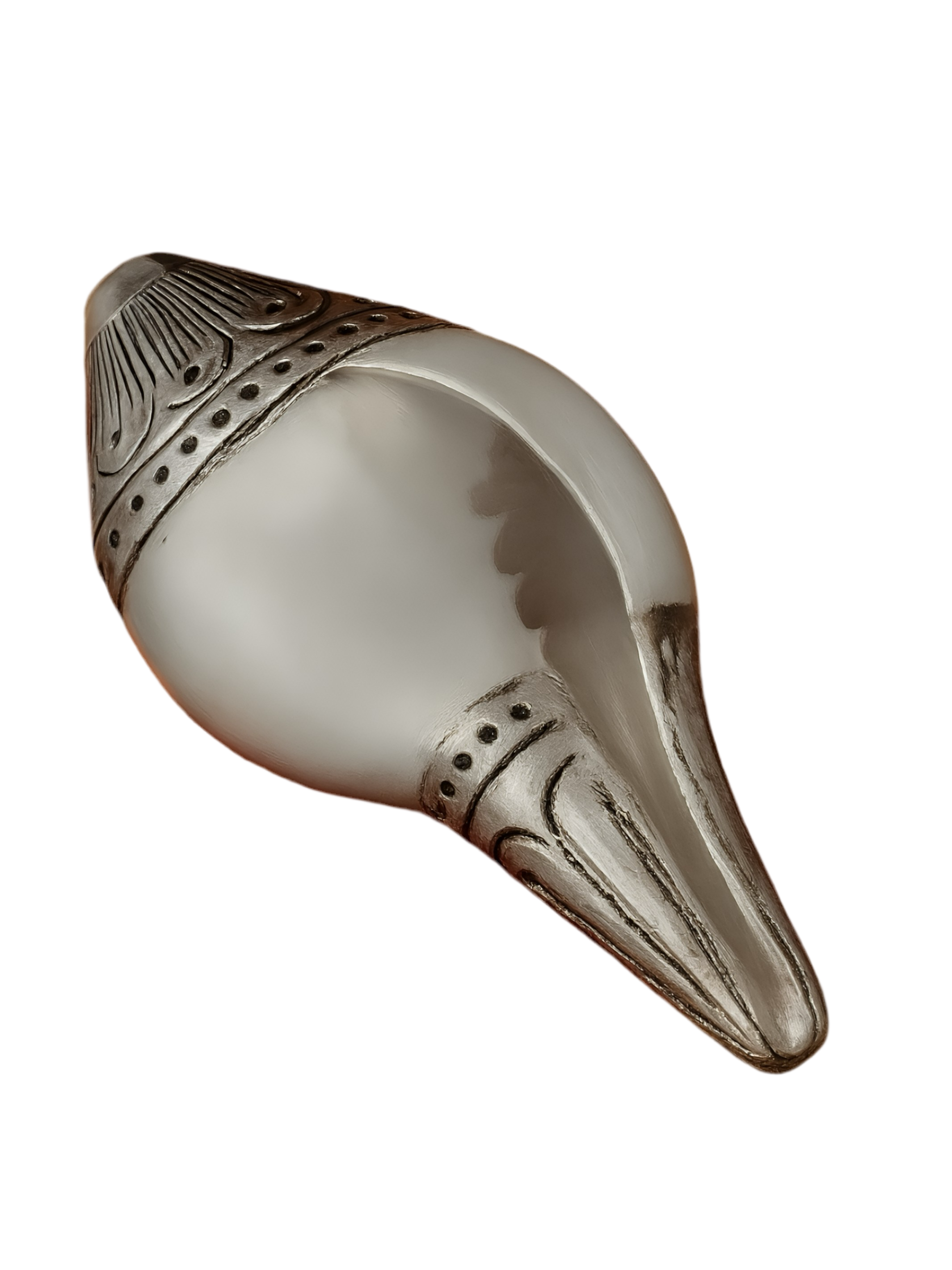 Pure Antique Finish Silver Vamavarti Shankh Conch Shell