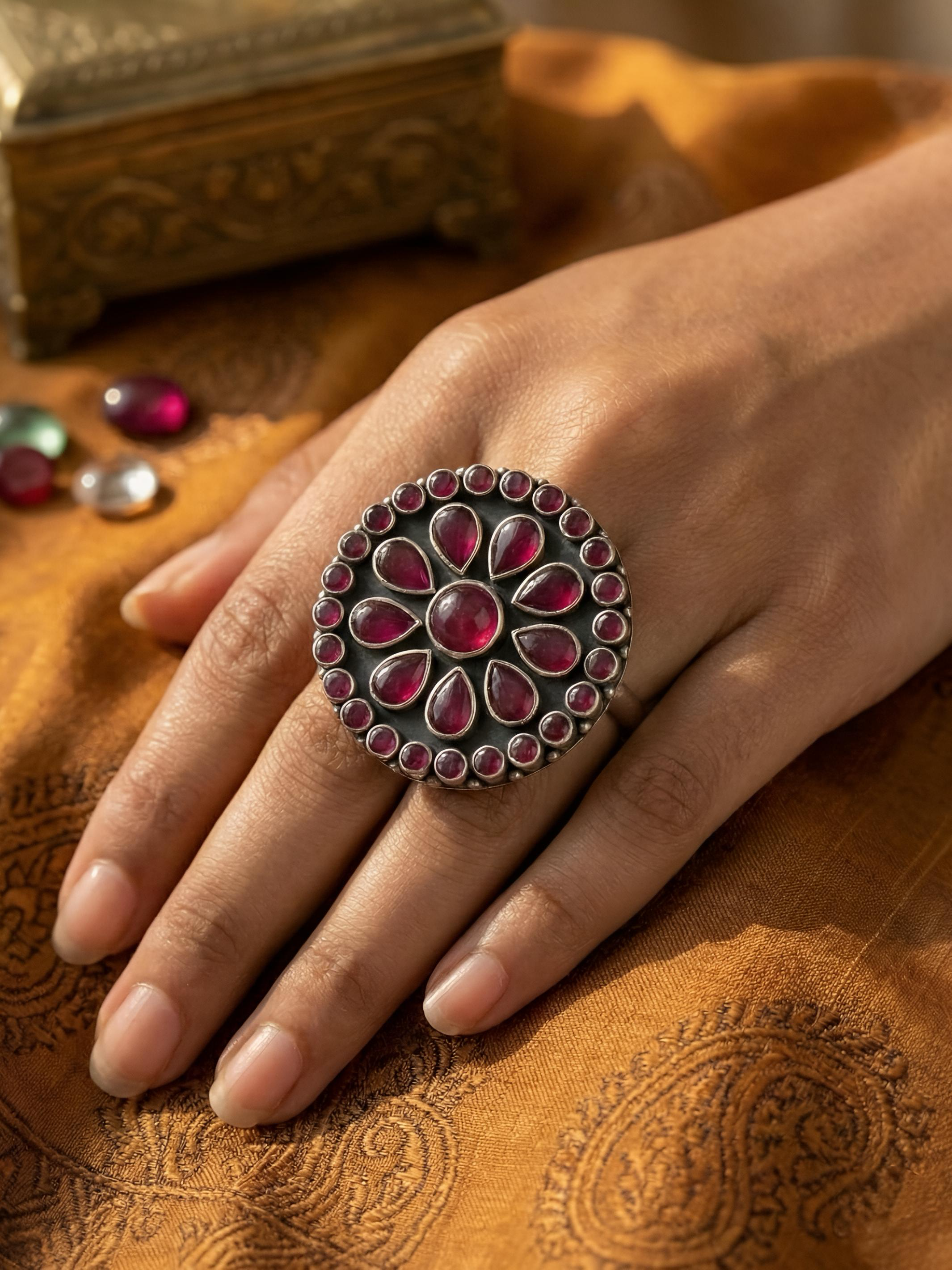 Maharani Cocktail- Intricate Motif Ring