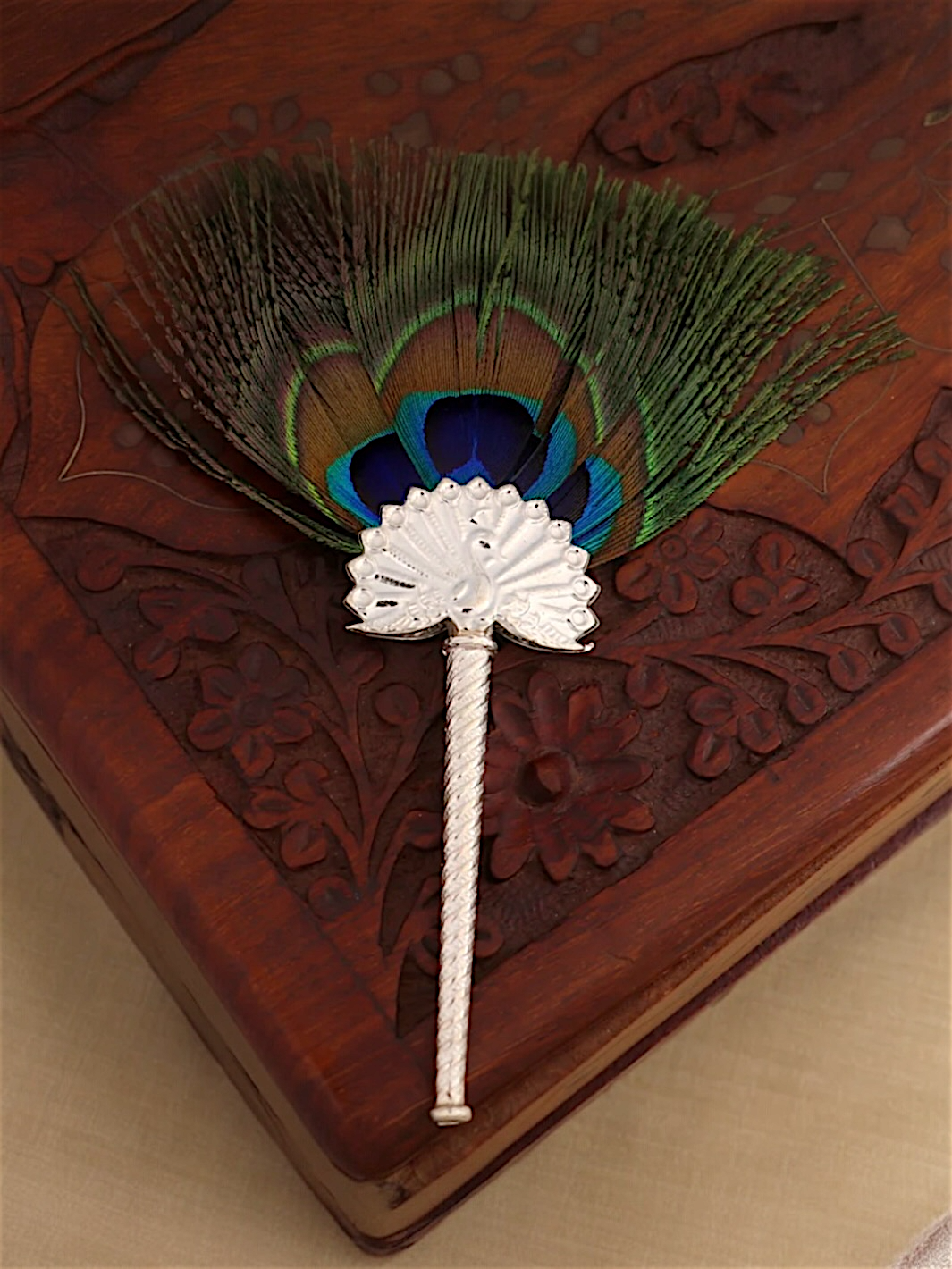 Pure Silver Mor Pankh Peacock Feather