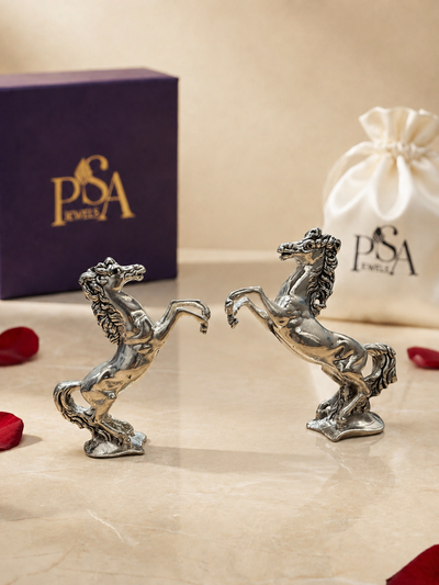 Majestic Rising Horse Pair in Pure 999 Silver