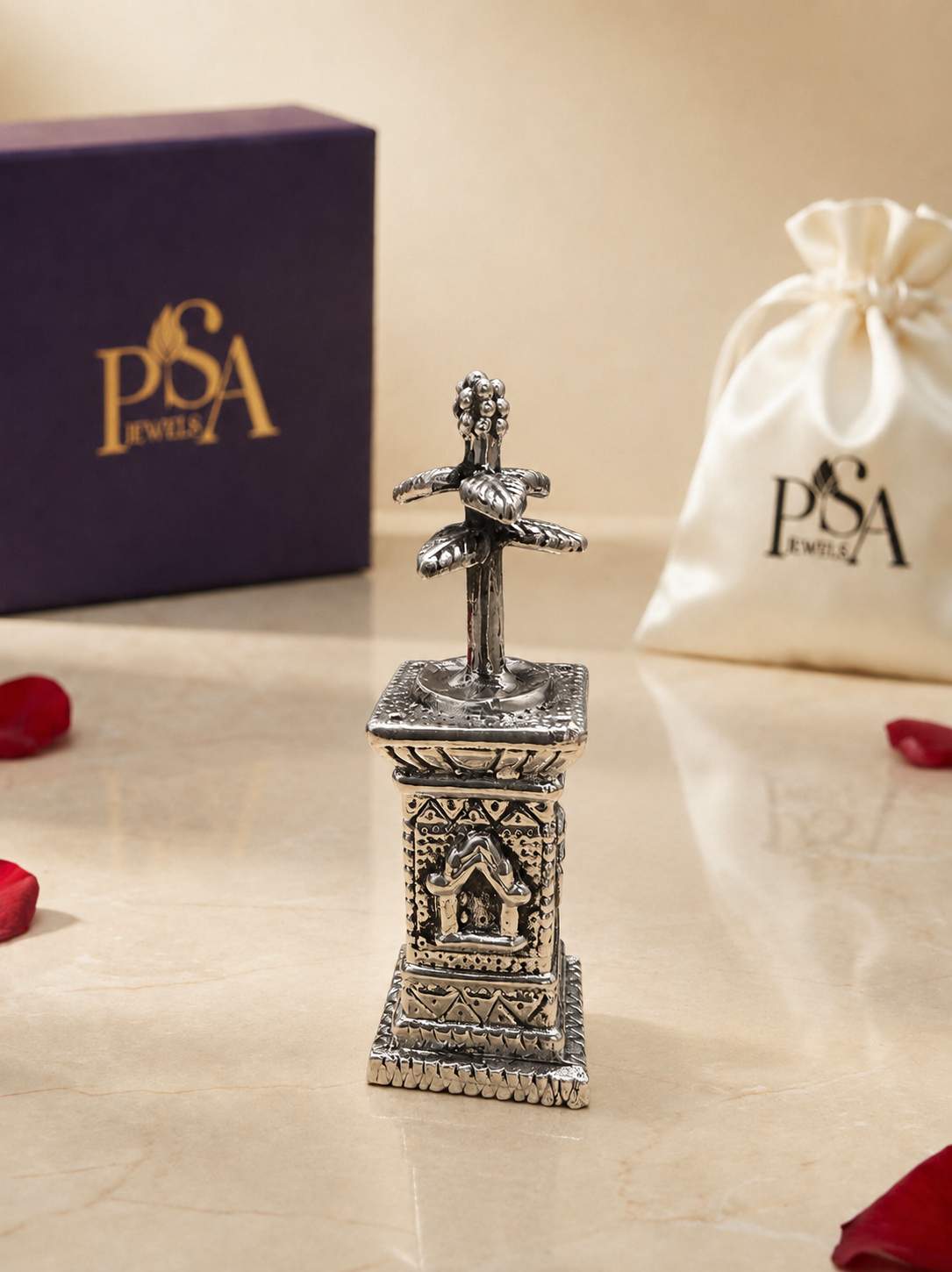 Pure 999 Silver Mini Tulsi Plant/Basil Rosary Plant