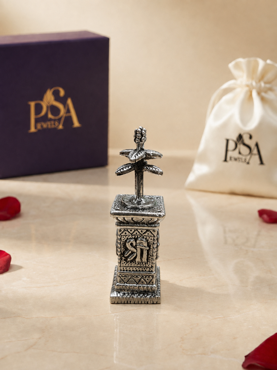 Pure 999 Silver Mini Tulsi Plant/Basil Rosary Plant