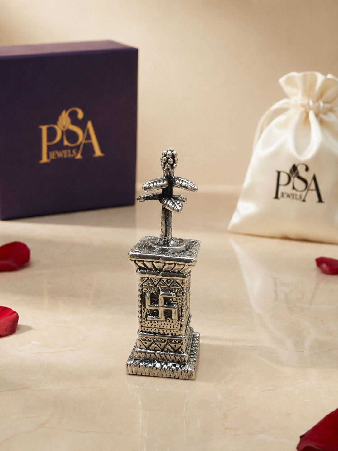 Pure 999 Silver Mini Tulsi Plant/Basil Rosary Plant