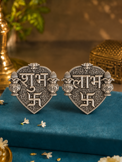 Pure 999 Antique Finish Silver Shubh Labh with kalash
