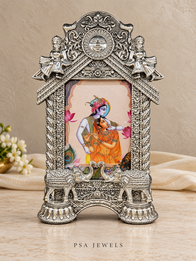Pure 999 Antique-Finish Silver Elephant Photo Frame