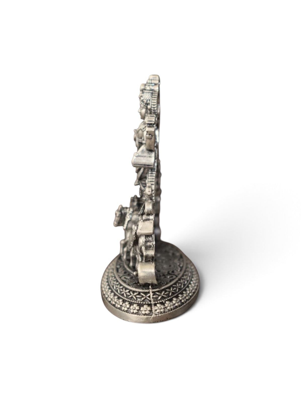 Pure 925 Silver Antique-Finish Surya Dev Seven-Horse Chariot Idol