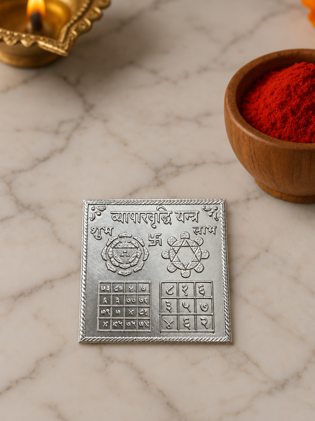 Pure 925 Silver Antique-Finish Vyapar Vriddhi Yantra