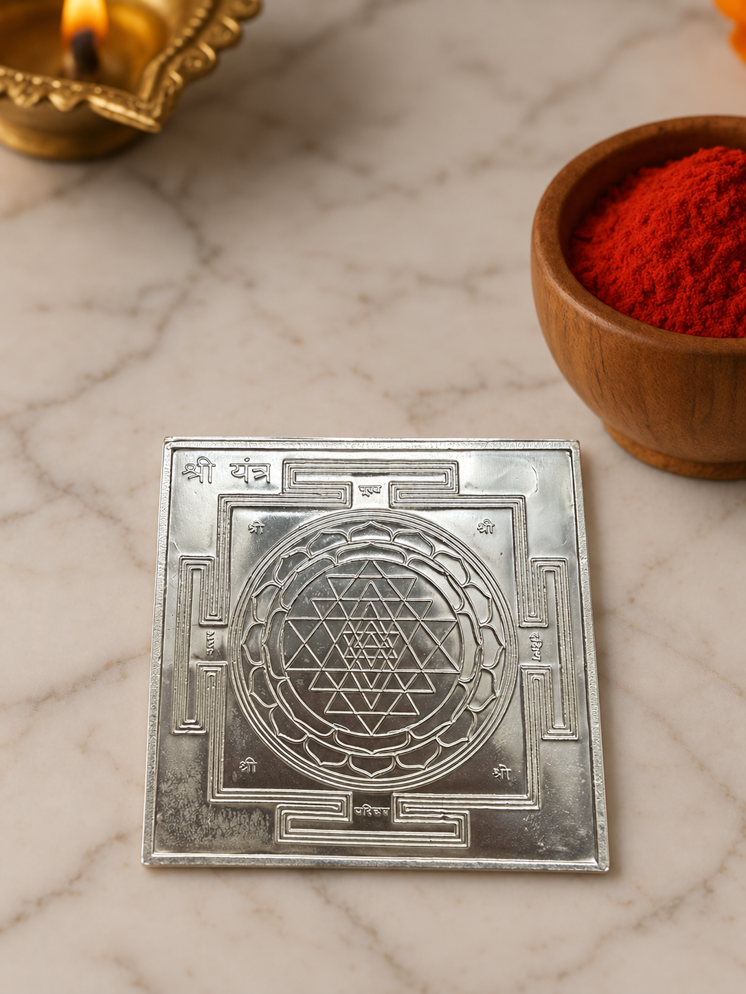 Pure 925 Silver Antique-Finish Shri Yantra