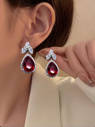 Zara Red Pure Silver Earring