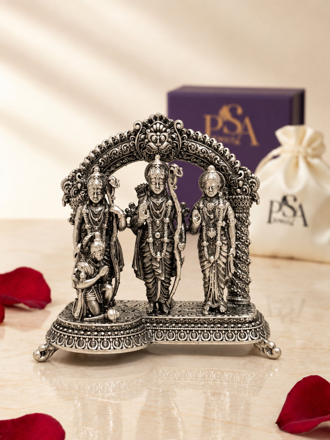 Pure 925 Silver Antique-Finish Ram Darbar Idol