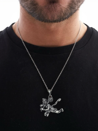Pawan Putra Silver Hanuman Pendant with chain