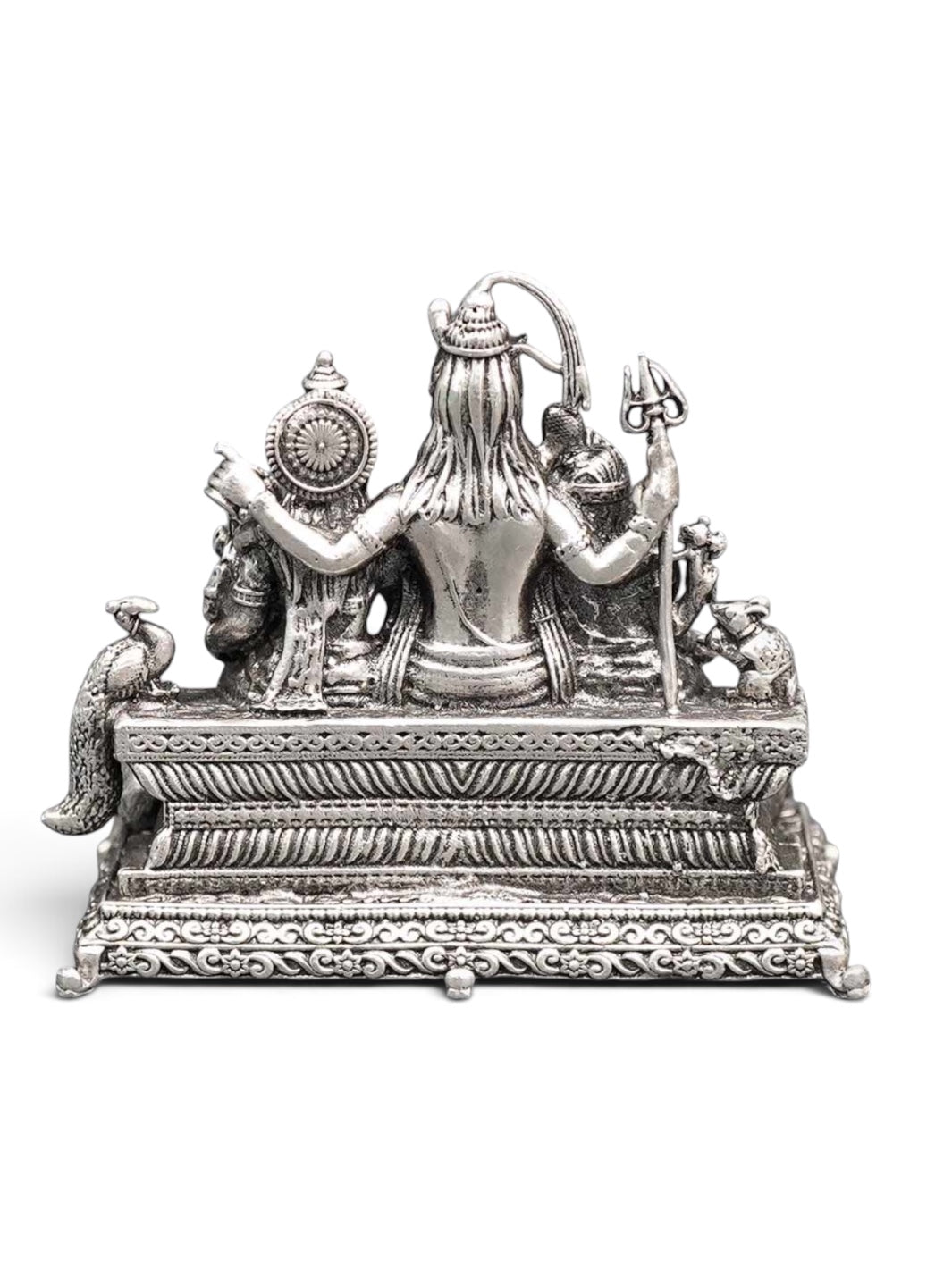 Pure 925 Silver Antique-Finish Shiv Parivar with Vahanas Idol