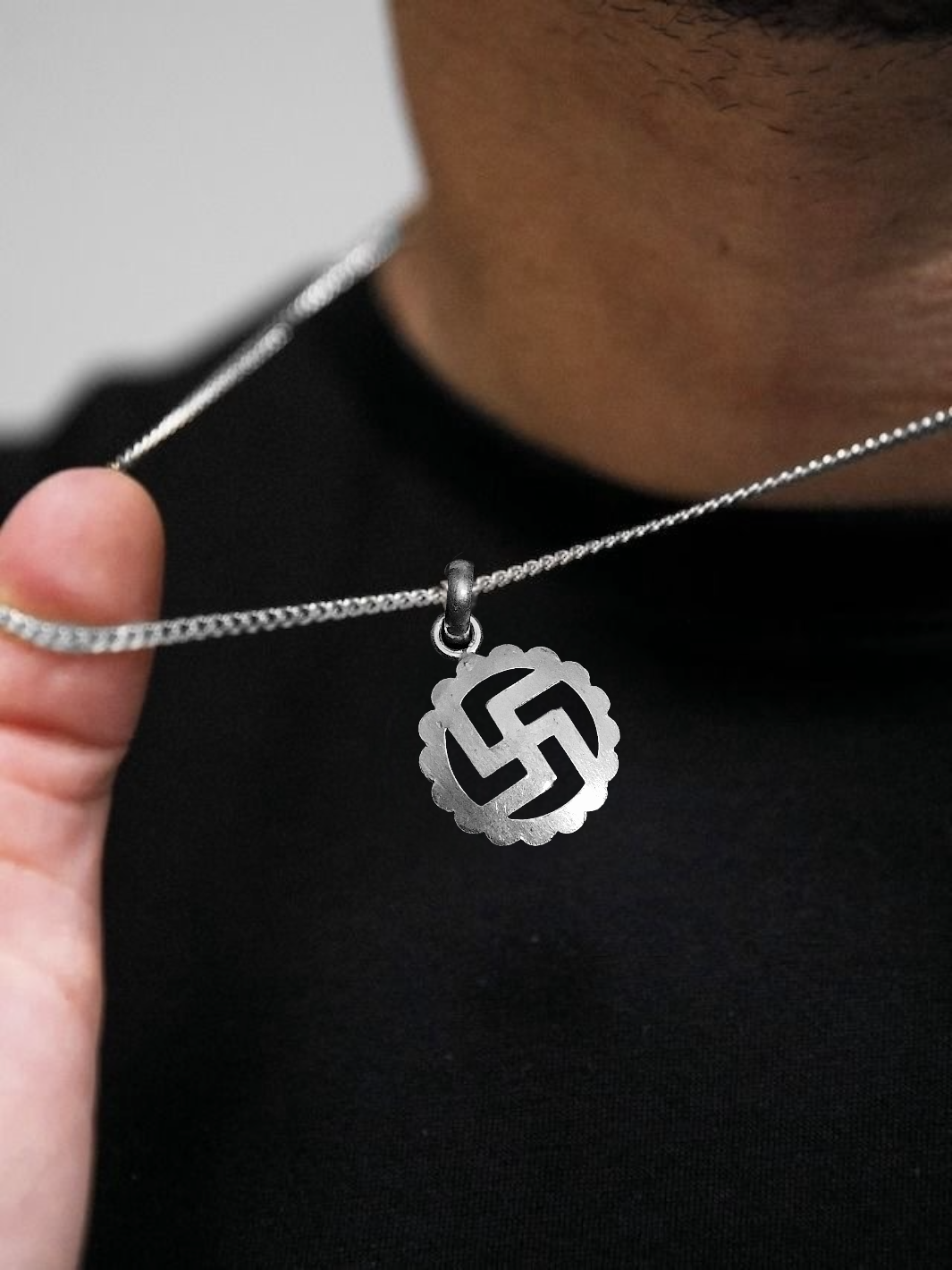 Swastik Silver Pendant with chain - PSA Jewels