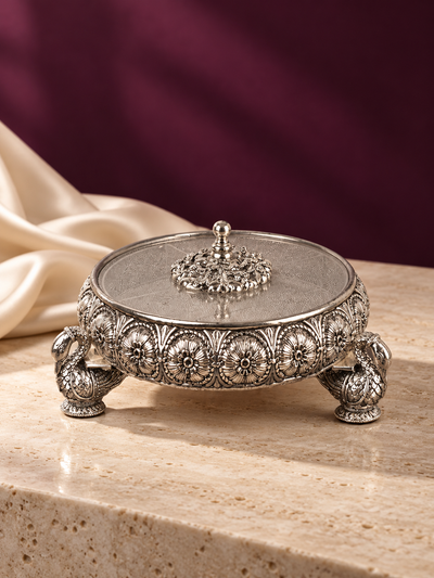 Pure 999 Silver Swan Leg Dry Fruit Box