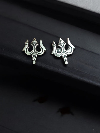 Trishul Stud Silver Earrings