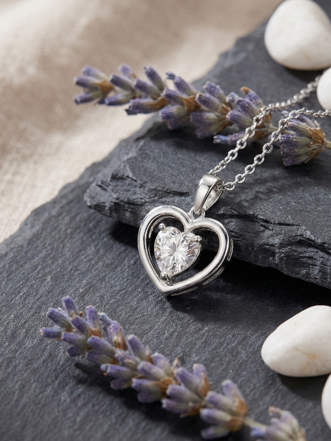 Crystal Heart Pure Silver Watch Charm