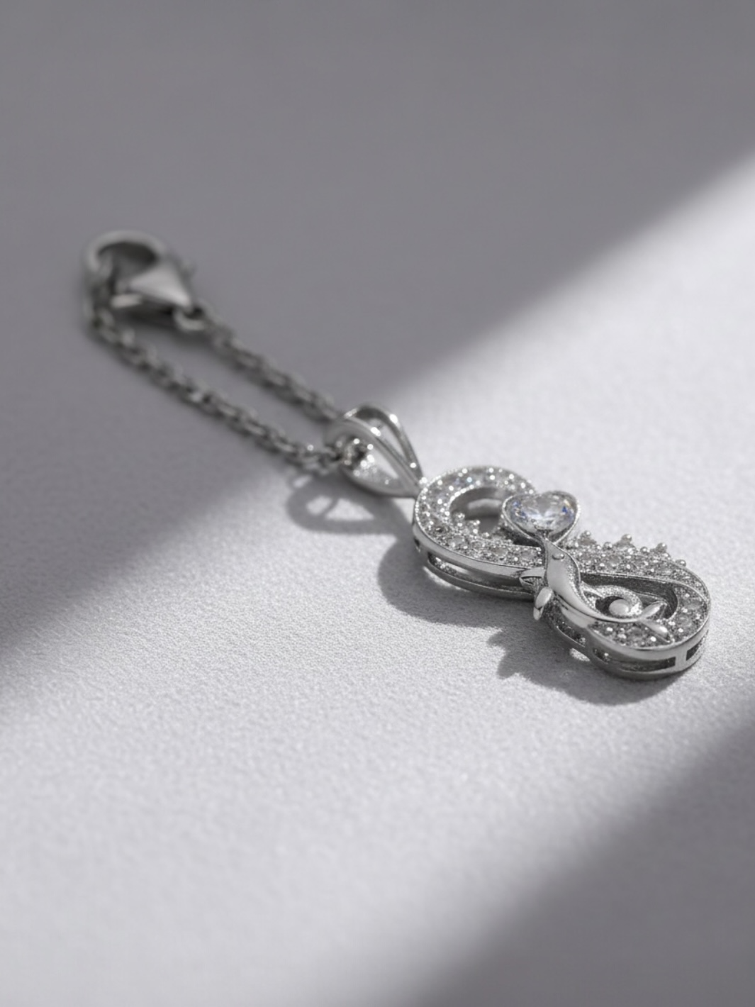 Sparkling Infinity Heart Pure Silver Watch Charm