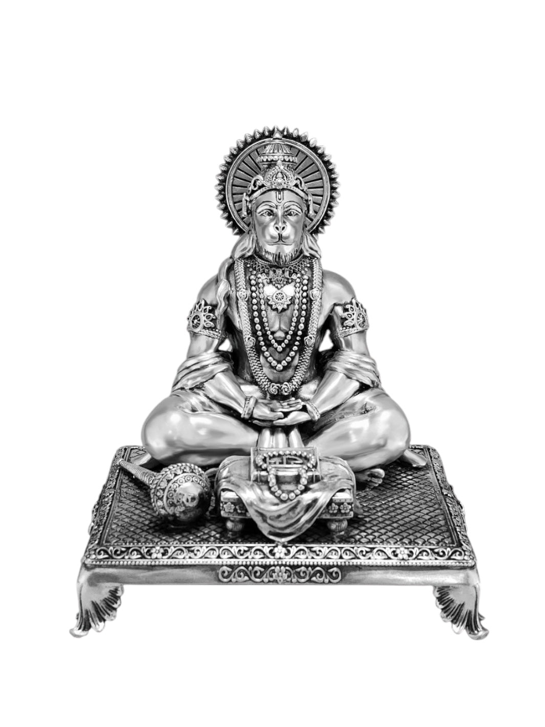 Pure Silver Hanuman Dhyan Mudra Idol