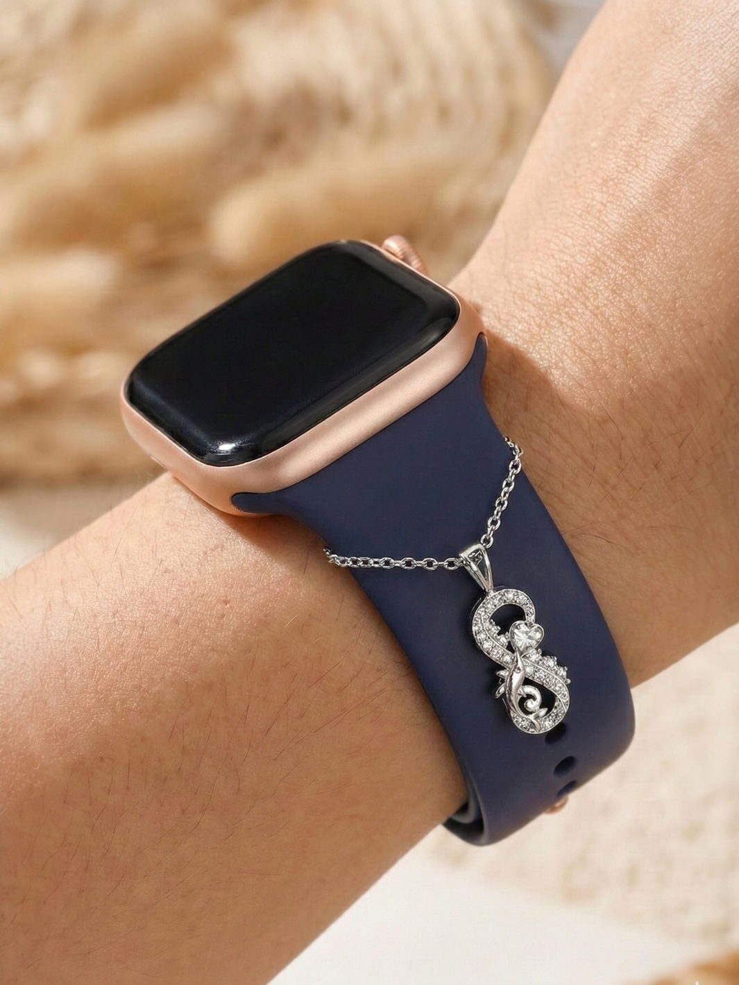 Sparkling Infinity Heart Pure Silver Watch Charm
