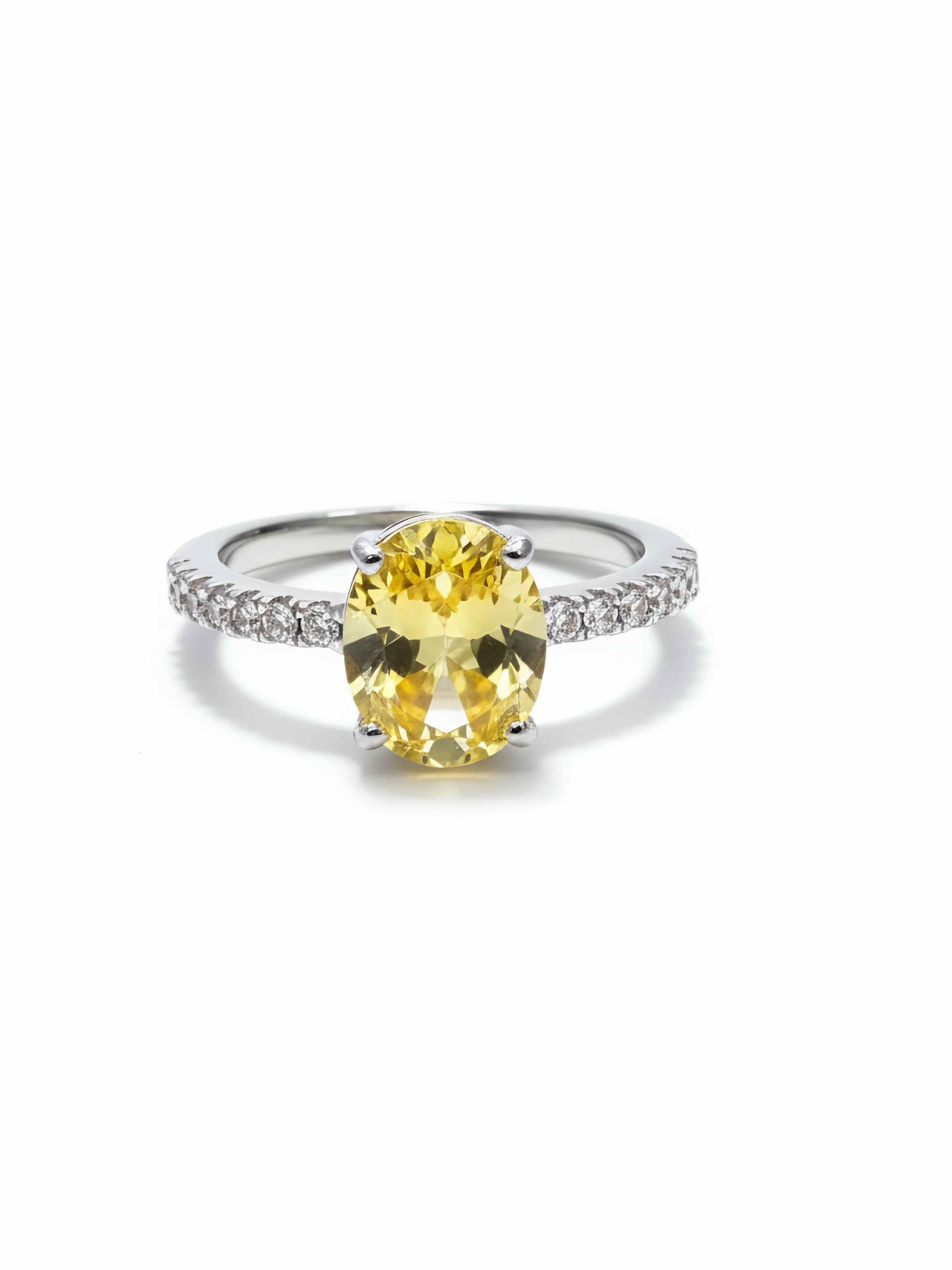 Pure Silver Yellow Sapphire Ring