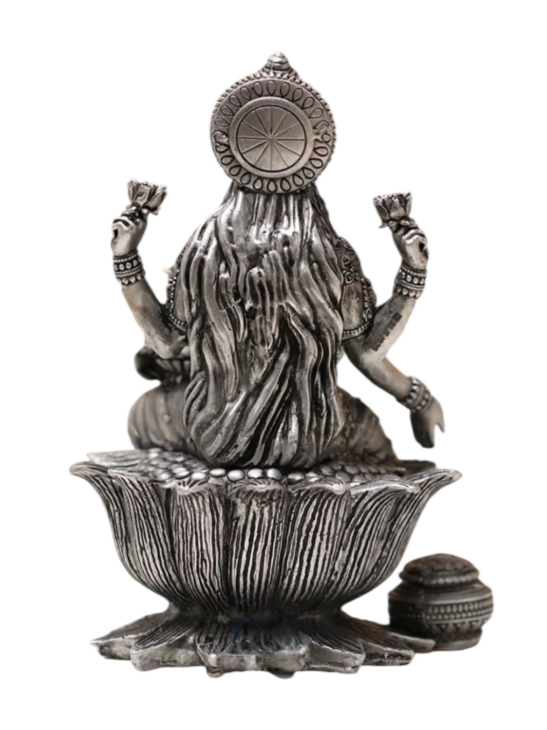 Pure Silver Antique Finish Laxmiji Ganeshji Idol