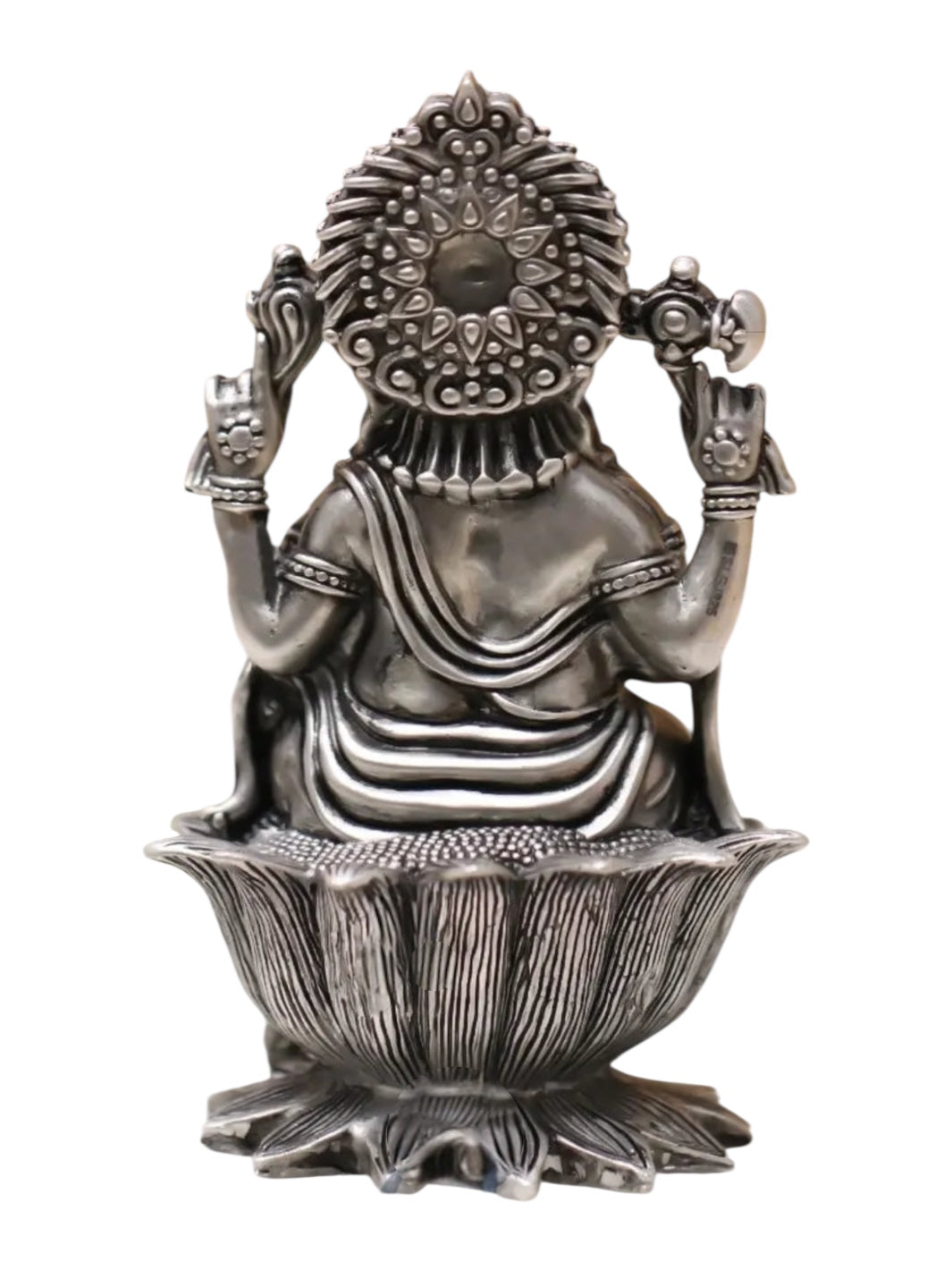 Pure Silver Antique Finish Laxmiji Ganeshji Idol