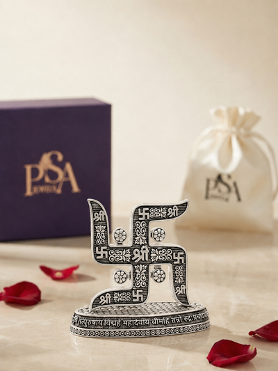 Pure Silver Antique Swastik Mantra symbol