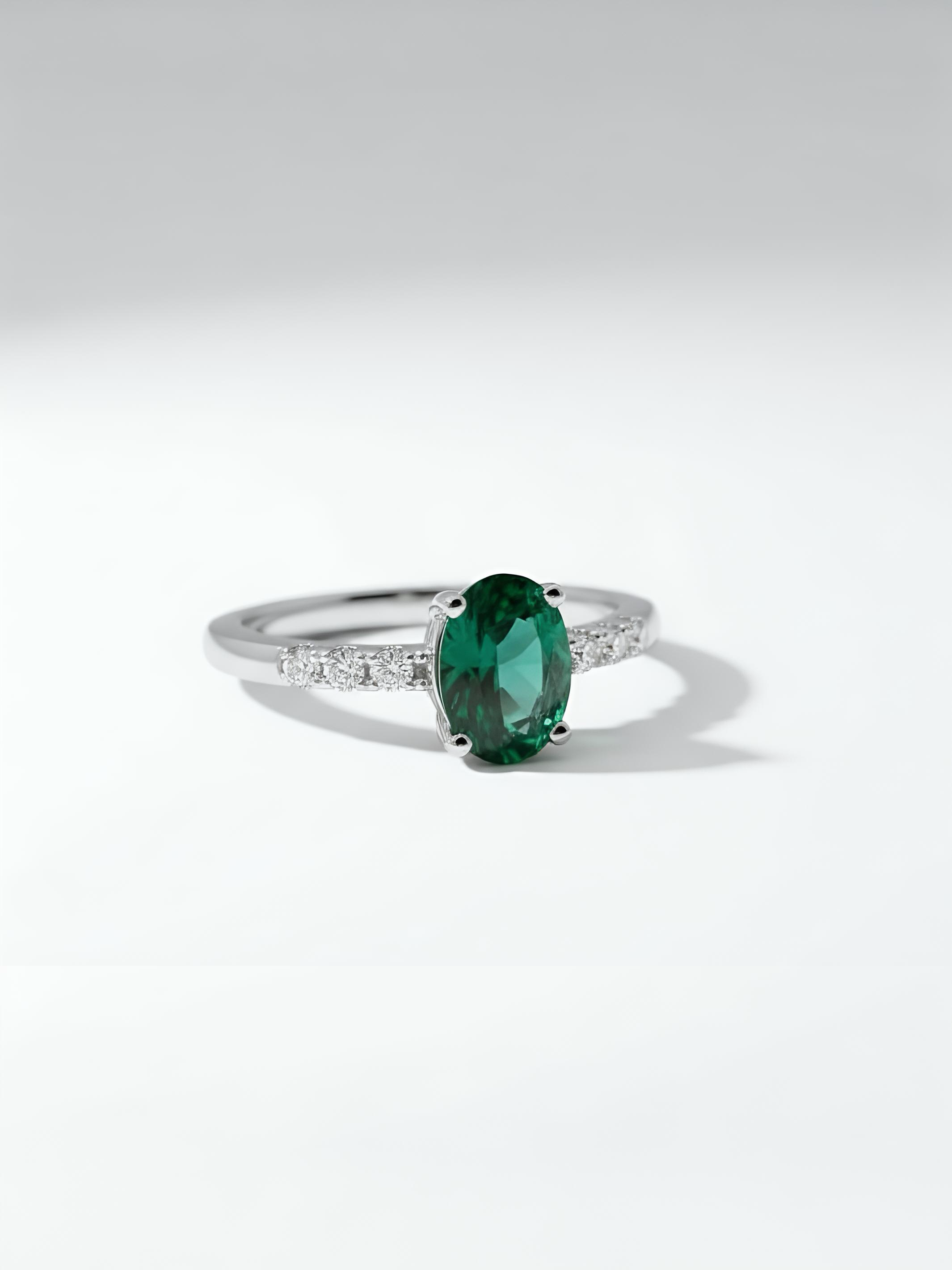Pure Silver Green Sapphire Ring